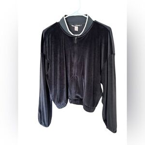 Victoria's Secret Black Bomber Jacket Velour Style